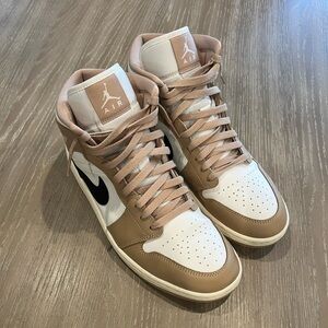 Jordan Women’s Tan and White OG Retro High-Top Sneakers